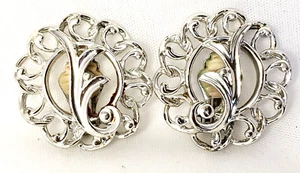 True Vintage Mid Century Sarah Coventry silberfarbene filigrane Clip Ohrringe - Bild 1 von 2