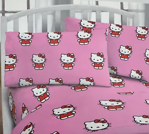 Set lenzuola matrimoniale Hello Kitty Classic bambina in rosso - set 3 pezzi di Sanrio - Foto 1 di 3