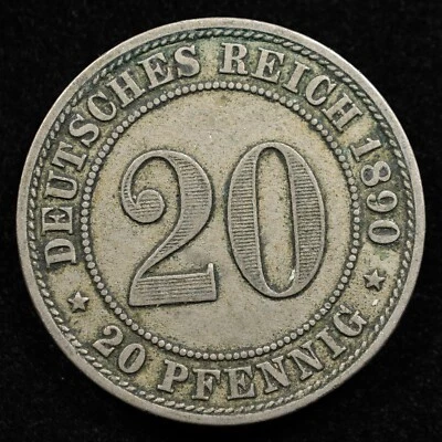Germany Empire 20 Pfennig 1890A, Coin, Inv#B429 - Image 1 of 2