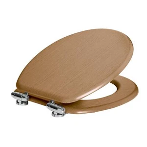 1x Dark Oak Soft Close Wooden Toilet Seat Oval Shape Bathroom WC Top Fittings - Picture 1 of 7