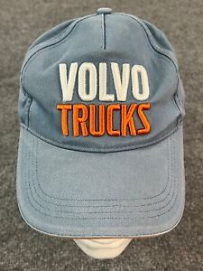 Volvo Hat Cap Trucks Embroidered Logo Blue Gray Adjustable Strapback 100% Cotton
