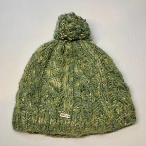 Pistil Designs Green Cable Knit Pom Beanie Winter Hat Yak Wool Blend - Picture 1 of 7