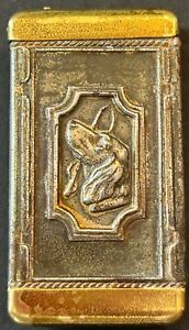 Antique 1800s Vesta/Match Safe, Striker, Roman Goddess of Fire/Hunting Dog Rare