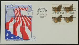 U.S. Used #4001 24c Butterfly Block American FDC Society First Day Cover - Picture 1 of 1