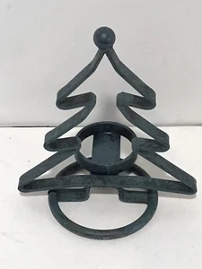 Árbol de Navidad verde hierro fundido vintage 7,5" de alto para velas - Imagen 1 de 9