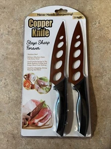 2-PIECE COPPER KNIFE SET, W/ SS COPPER COATED BLADES THAT STAY SHARP - Picture 1 of 2