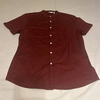 ASOS DESIGN Men's Button Down Skinny Fit Shirt Burgundy  Size L  Free Shipping - Image 1 of 4