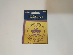 HAPPY BIRTHDAY STENCIL Solid Brass All Night Media Cupcake Cake W/ Candles 5721S - Picture 1 of 5