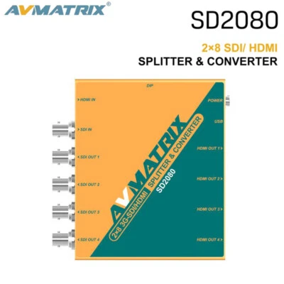 DHL AVMATRIX SD2080 3G-SDI/HDMI Conversion Splitter & Converter 2x8 Distribution - Image 1 of 4