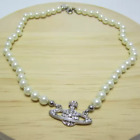 Vivienne Westwood Saturn Pendant Pearl Necklace Choker Chain BEST OFFER!!