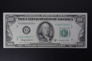 1950D $100.00 FRN Star Note, no tears, pinholes, one heavy center fold - Picture 1 of 2