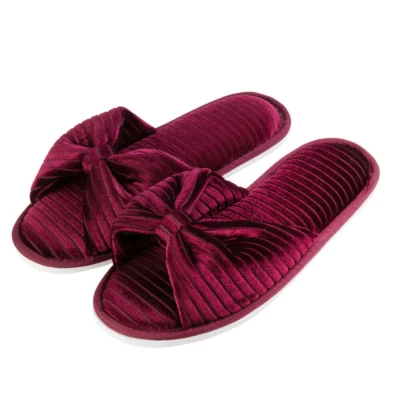 Zapatillas de terciopelo Aerusi para mujer con punta abierta de espuma viscoelástica casa interior spa zapatos Foto 1 de 4