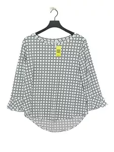 Elle Women's Top M White 100% Polyester Long Sleeve Round Neck Basic - Picture 1 of 5