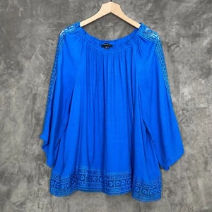Zac & Rachel Womens Off The Shoulder Top Size 2X Crocheted Trim Career Boho - Picture 1 of 10
