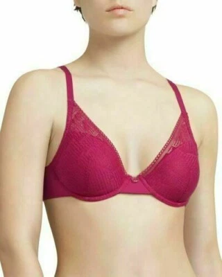 CHANTELLE 34 DDD #18D1 ERIKA FOAM PLUNGING UNDERWIRE BRA, STRAWBERRY, NWOT $75 - Image 1 of 4