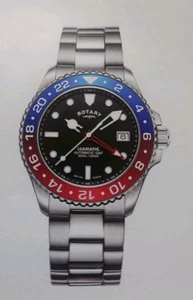 Bisel giratorio para caballeros Seamatic GMT azul y rojo GB04378/95 fecha 300 m PVP £ 329,00 - Imagen 1 de 5