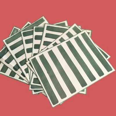 Green White Placemats Striped Canvas Hand Painted Holiday Picnic Pool Lot 6 - Image 1 of 4