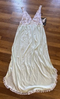 Camisón vintage NOS Me.2 de Miss Elaine 100 % algodón encaje verde azulado talla pequeña Foto 1 de 4