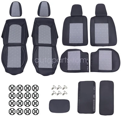 Car 5 Seat Cover Front&Rear Luxury For Cadillac Protector Cushion Pad Black+Gray Foto 1 de 4