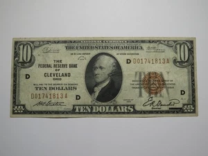$10 1929 Cleveland Ohio OH National Currency Federal Reserve Bank Note Bill VF - Picture 1 of 3