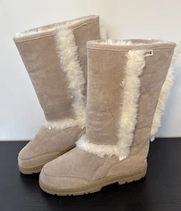 BearPaw Koda Boots in Size W9 Suede and Fluffy Sherpa Sheepskin Lining & Trim - Picture 1 of 9