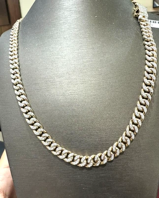 OFERTA! COLLAR TENIS ETERNIDAD CUBANA DIAMANTES GENUINOS 4,10 QUILATES 8 MM ORO 10K 22" Foto 1 de 4