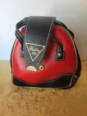 TOO CUTE! Vintage Retro Bowling 300 Bag Handbag - 1960s Red & Black Vinyl - Image 1 of 4