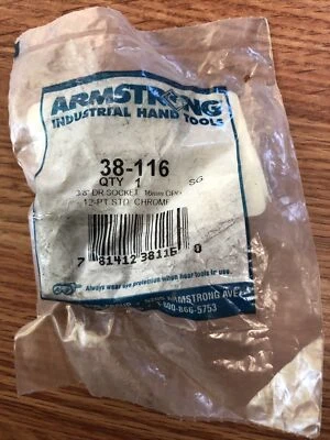 Armstrong 38-116 16mm OPG  3/8” Drive 12 Point Standard Chrome . USA NOS - Image 1 of 3