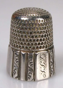 Fingerhut thimble Silber USA Simons bros Paneele Gravur DSV Sterling 10 um 1920 - Bild 1 von 6