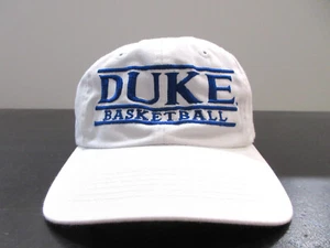 VINTAGE Duke Blue Devils Hat Cap Snap Back White Bar Logo Basketball Mens 90s - Picture 1 of 8