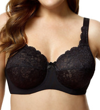 Elila BLACK Isabella Stretch Lace Full Coverage Underwire Bra, US 40E, UK 40DD