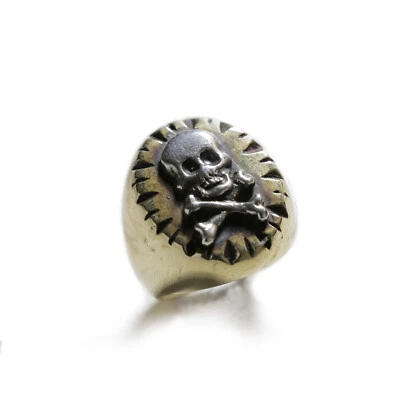 Anillo Calavera Motociclista Mexicano Plata Latón Hombres Pirata Capitán Marinero Vintage Cruz 10 Foto 1 de 4