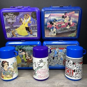 Vintage Disney Lunch Box's and Thermos Lot 101 Dalmatians Beauty Beast SW Mickey - Picture 1 of 12