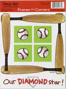 Suzy's Zoo "Baseball" Scrapbook Frames & Corners #83081 6 Die Cuts - Picture 1 of 2