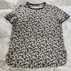 max mara blouse silk Floral Short Sleeve Size Large Italy - Picture 1 of 7