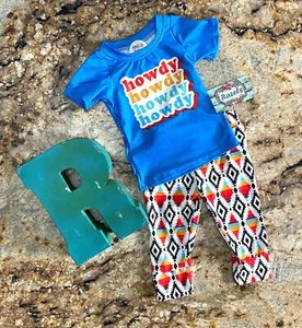 Boys Western Clothing Cowboy Kids cowboy Jogger Pants HOWDY t-shirt - Picture 1 of 9
