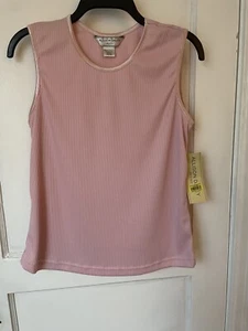 NOS Sleeveless Pink Ribbed Dressy Casual Ladies Tank Tops Blouse Work Play - Picture 1 of 13