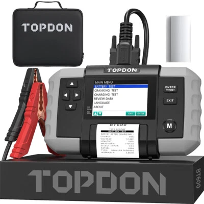 TOPDON BT600 12V Car Battery Tester 24V Heavy Duty Truck Digital with Printer UK - Image 1 of 4