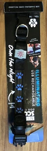 NIGHT SCOUT Collar de Seguridad Azul PERRO ILUMINADOR USB RECARGABLE Pequeño S 10"-14" - Imagen 1 de 5