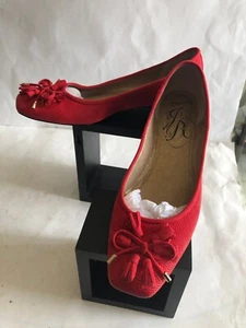 J Renee' Women's Comfort Red Flats with Bow & Tassels size 11M -New - Picture 1 of 7