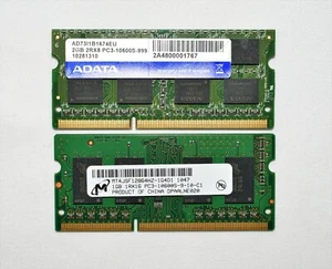 3GB RAM Memory ADATA 2RX8 PC3-10600S-999 & Micron 1R16 PC3-10600S-9-10-C1 - Picture 1 of 1