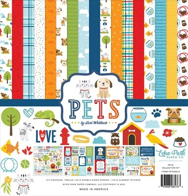 Echo Park PETS 12x12 Collection Kit Scrapbook Dog Cat Bird Fish - Image 1 of 4
