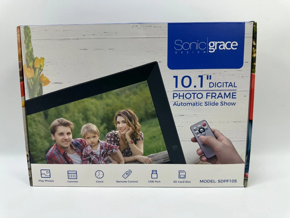 Sonicgrace 10.1-In. Non-Wi-Fi Digital Photo Frame with Remote SDPF10S