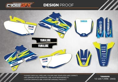 1998 1999 2000 2001 2002 YZ 426 F Graphics Kit YAMAHA YZF 426F Decals Stickers - Imagem 1 de 4