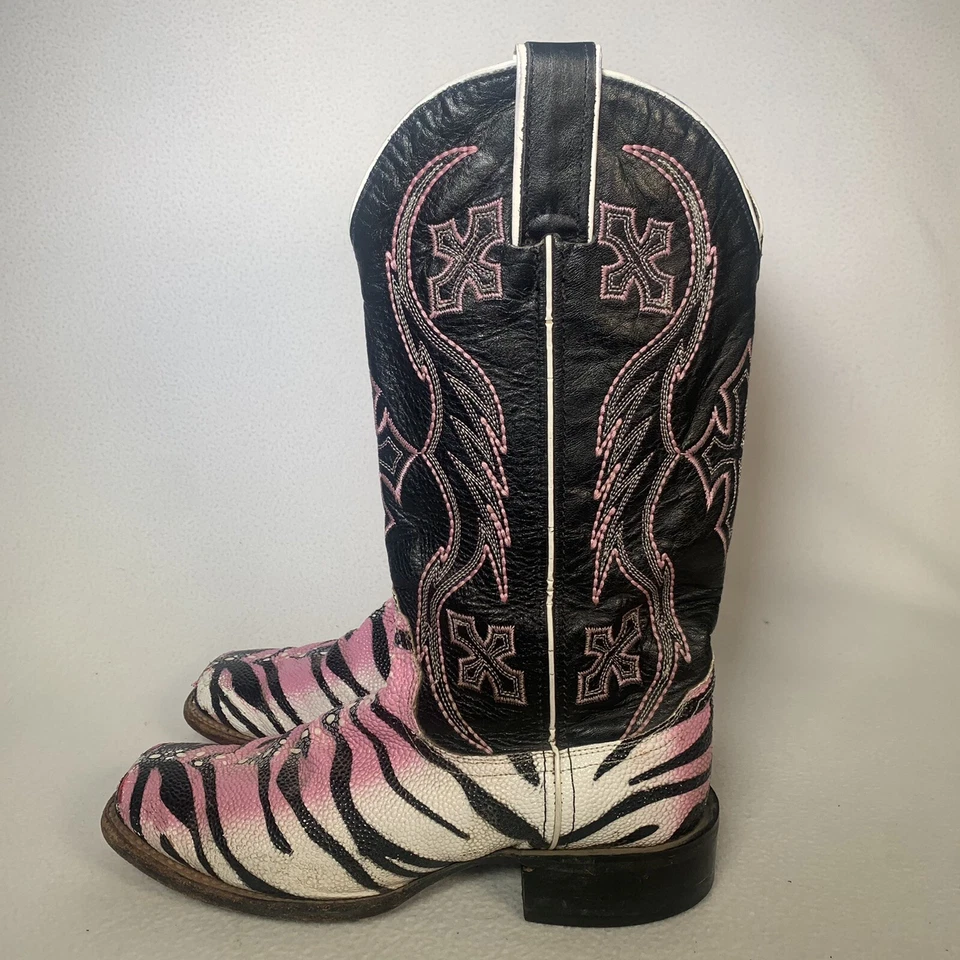 Botas de Vaquera Nocona Marrón Tigre Rayas Cuero Raya Mujer 8.5 B Foto 1 de 4