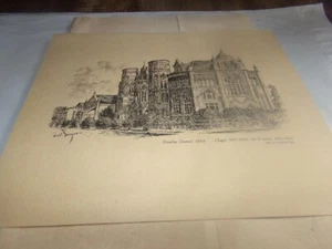 Vintage Ursuline Convent Chapel Academy lithograph print Survived Hurricane 1900 - Picture 1 of 8
