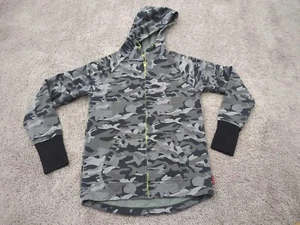 Quicksilver Full Zip Hoodie Mens Large Gray Camouflage Sweatshirt Fleece - Picture 1 of 10