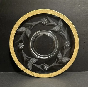 Tiffin-Franciscan Etched Glass Dinner Plate w/Gold Encrusted Floral Rim, 9.75” - Picture 1 of 24
