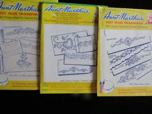 Hot Iron Transfers Lot 3 Aunt Marthas Embroidery Pillowcase Flowers Monograms R - Picture 1 of 10