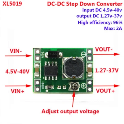 DC-DC 2A DC4.5V-40V To 3.3V 6V 9V 12V Micro Buck Step Down Adjustable Converter - Image 1 of 4